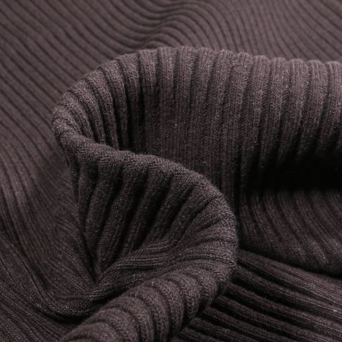 Coupon Tissu Bord côte Côtelé uni épais 3/3 Noir - Coupon de 100 cm