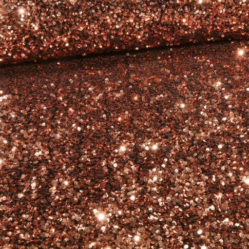 Coupon Tissu Sequins épais extensible Cuivre - Coupon de 30 cm