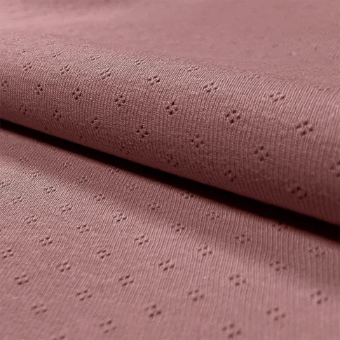 Coupon Tissu Jersey Coton ajouré uni Vieux rose - Coupon de 170 cm