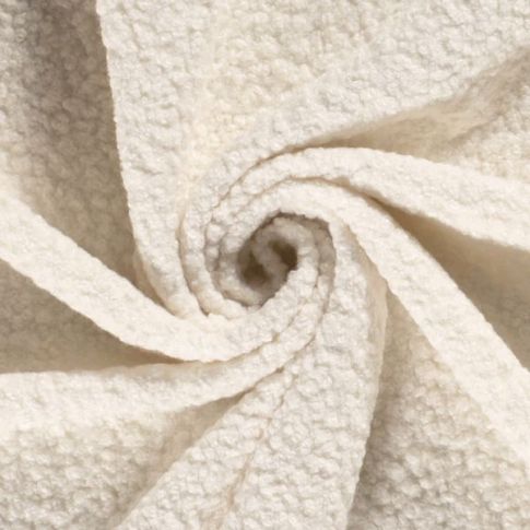 Coupon Tissu Lainage bouclette uni Ecru - Coupon de 200 cm