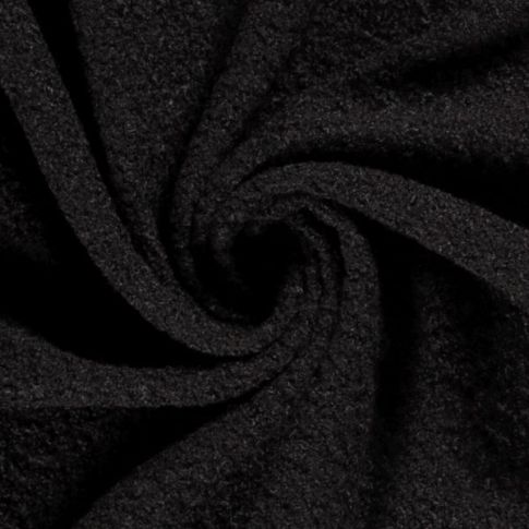Coupon Tissu Fausse fourrure Bouclette Daphné uni Noir - Coupon de 50 cm