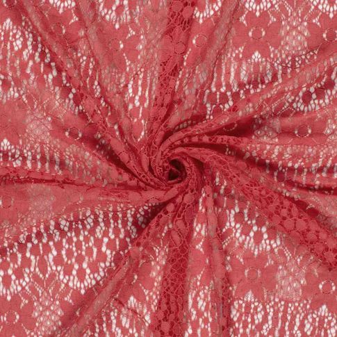 Coupon Tissu Dentelle Coton mélangé uni Rouge - Coupon de 20 cm