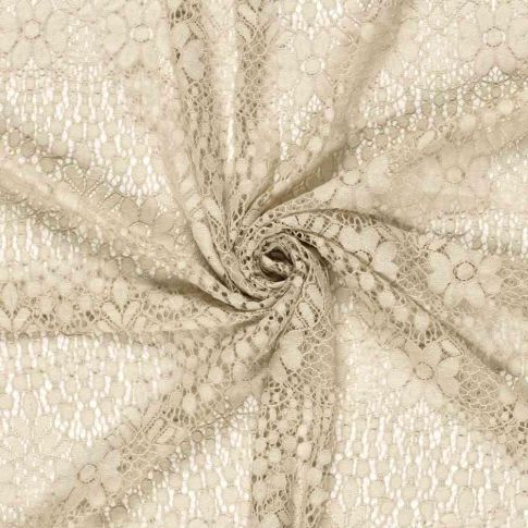 Coupon Tissu Dentelle Coton mélangé uni Beige - Coupon de 20 cm