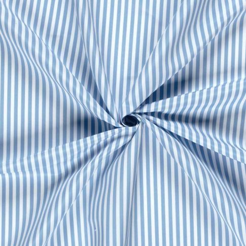 Tissu Short de bain déperlant recyclé Rayé Bleu ciel sur fond Blanc