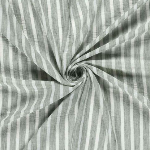 Tissu Polyester aspect Lin Rayures Anna sur fond Vert amande
