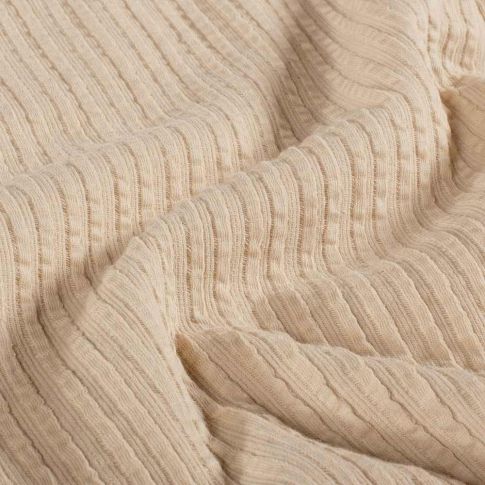 Coupon Tissu Jersey Bord Côte stretch Romy uni Beige - Coupon de 60 cm