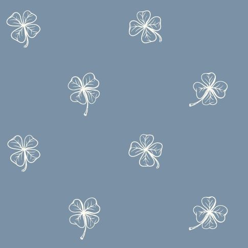 Tissu Popeline de Coton Clovers blancs sur fond Bleu