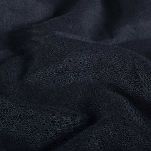 Coupon Tissu Lin Coton lavé uni Bleu marine - Coupon de 50 cm