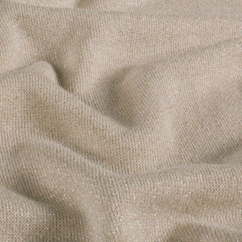 Tissu Maille Jersey épaisse Lurex Beige