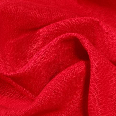 Coupon Tissu Ramie Lin uni Rouge - Coupon de 20 cm