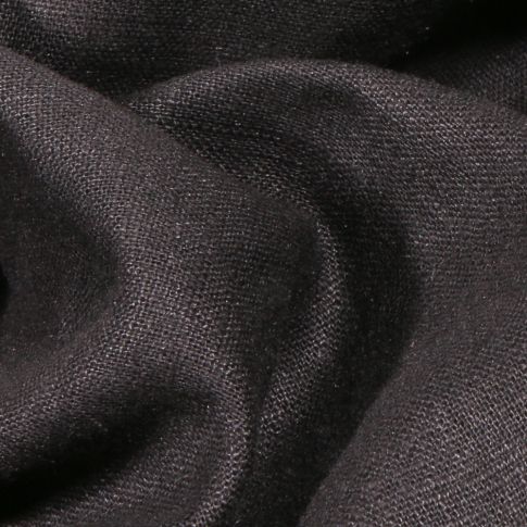 Coupon Tissu Ramie Lin uni Noir - Coupon de 20 cm