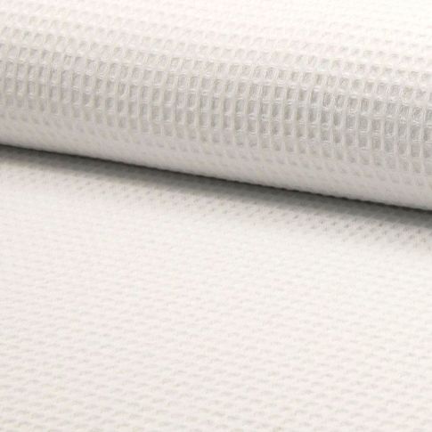 Coupon Tissu Nid d'abeille Blanc cassé x10cm - Coupon de 80 cm