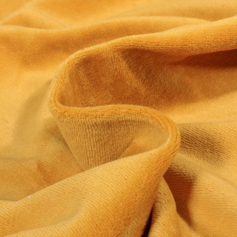 Coupon Tissu Jersey Velours tout doux Jaune moutarde x10cm - Coupon de 20 cm