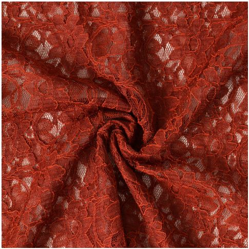 Coupon Tissu Dentelle Eva uni Brique - Coupon de 100 cm