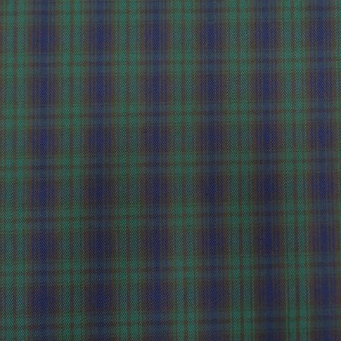 Coupon Tissu Tartan Petit Ecossais Marine Rayures Verts - Coupon de 40 cm