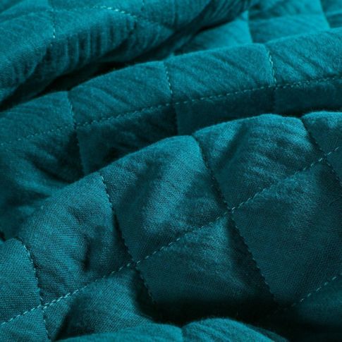 Coupon Tissu Double gaze Matelassée Bleu pétrole - Coupon de 20 cm