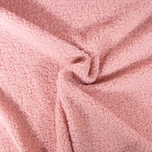 Coupon Tissu Fausse fourrure Teddy Bouclettes Camille Rose clair - Coupon de 60 cm