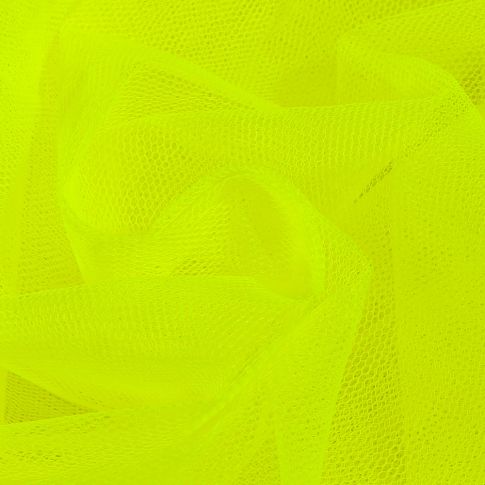 Coupon Tissu Tulle rigide uni Jaune fluo - Coupon de 90 cm