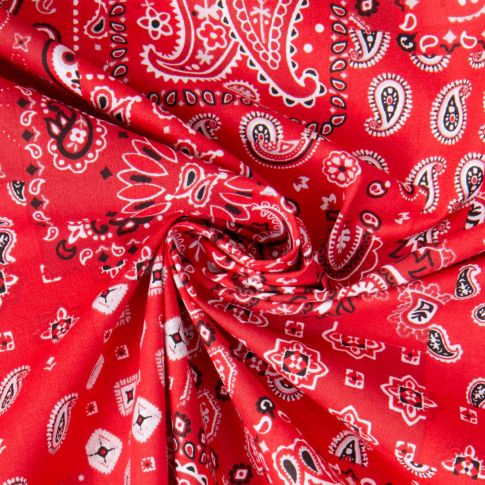 Tissu Coton imprimé Arty Eli patchwork paisley sur fond Rouge