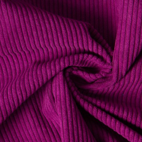 Coupon Tissu Velours d'ameublement côtelé Emy uni Aubergine - Coupon de 20 cm