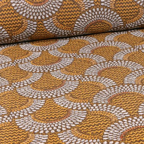 Tissu Jacquard  Zama sur fond Jaune or