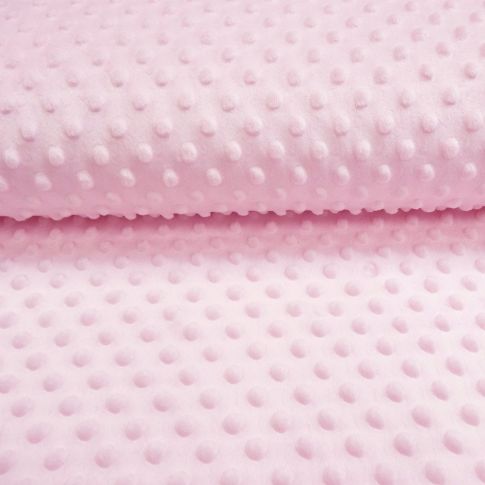 Coupon Tissu Minky Ultra doux Pois Rose layette x10cm - Coupon de 100 cm