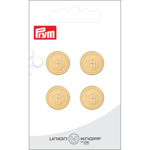 Bouton Prym Steve Métal Blason 15 mm x4 - Or