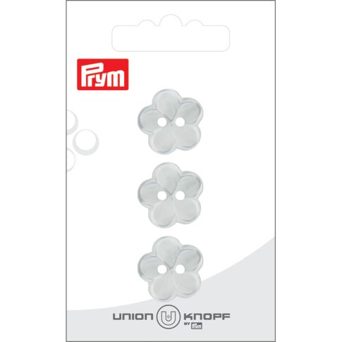 Bouton Prym Fleur effet nacré 18 mm x3 - Blanc