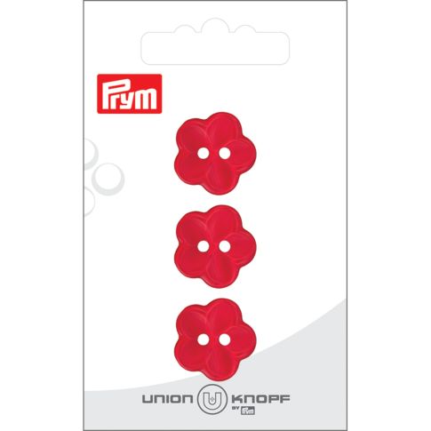 Bouton Prym Fleur effet nacré 18 mm x3 - Rouge
