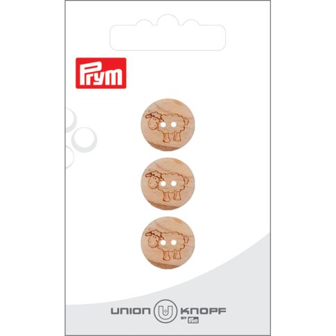 Bouton Prym Mouton gravé 15 mm x3 - Bois