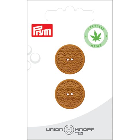 Bouton Prym Chanvre/Polyester recyclé Géométrique 20 mm x2 - Curry