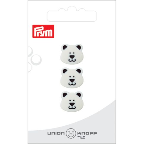 Bouton Prym Petit Ours 15 mm x3 - Blanc