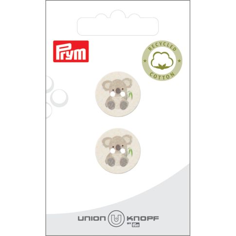 Bouton Prym Coton/Polyester recyclé Animaux 18 mm x2 - Koala