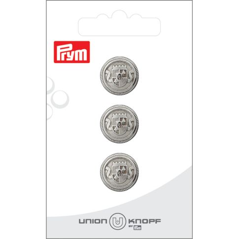 Bouton Prym Métal Blason Betty 15 mm x3 - Argent