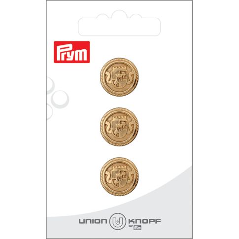 Bouton Prym Métal Blason Betty 15 mm x3 - Or