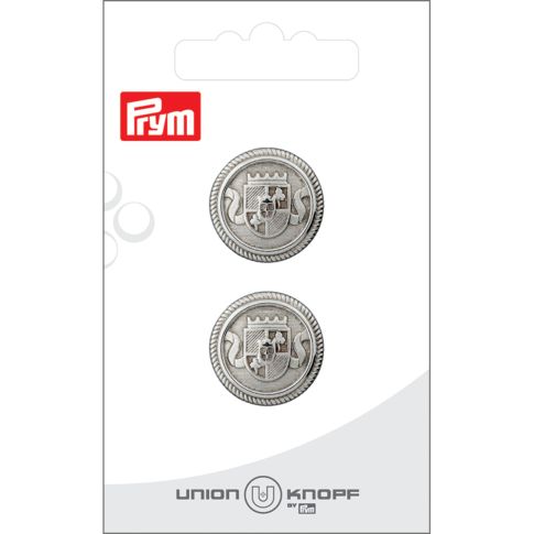 Bouton Prym Métal Blason Betty 20 mm x2 - Argent