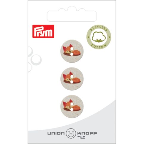 Bouton Prym Coton/Polyester recyclé Animaux 18 mm x3 - Renard