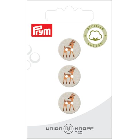 Bouton Prym Coton/Polyester recyclé Animaux 18 mm x3 - Biche