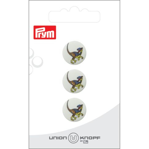 Bouton Prym Dinosaure 15 mm x3 - Vélociraptor