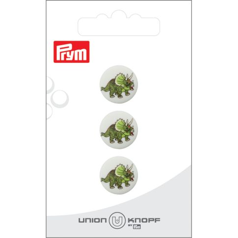 Bouton Prym Dinosaure 15 mm x3 - Tricératops