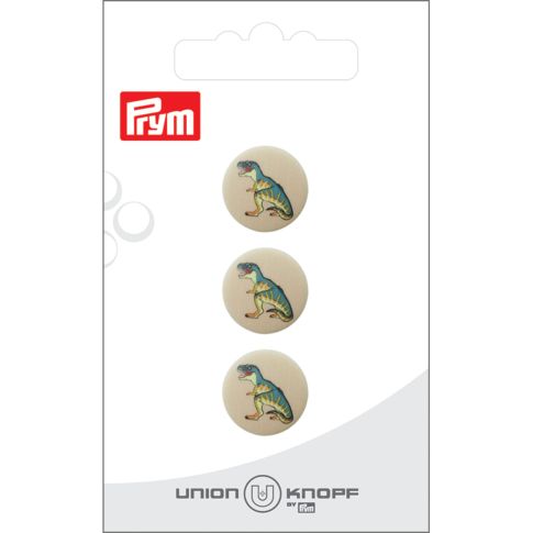 Bouton Prym Dinosaure 15 mm x3 - T Rex
