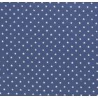 Tissu Jersey Coton Etoiles blanches sur fond Bleu denim - Par 10 cm