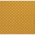 Tissu Jersey Coton Etoiles blanches sur fond Moutarde - Par 10 cm