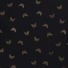 Tissu Double gaze de coton Papillons métallisé doré sur fond Noir - Par 10 cm