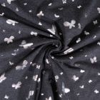 Tissu Jersey Coton Papillons métalissés sur fond Gris clair chiné
