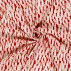 Tissu Popeline de Viscose Motifs abstraits sur fond Rouge - Par 10 cm