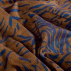 Tissu Sweat léger French Terry Léon extensible zébré Bleu profond sur fond Marron chocolat