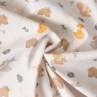Tissu Imperméable imprimé Animaux sur fond Ecru - Par 10 cm