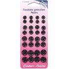 Boutons pression Noirs - 32 assortis
