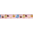 Galon Jacquard 16 mm Rose Oiseaux x1m